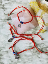 Load image into Gallery viewer, Hanging Hamsa W/ Evil Eye adjustable bracelet