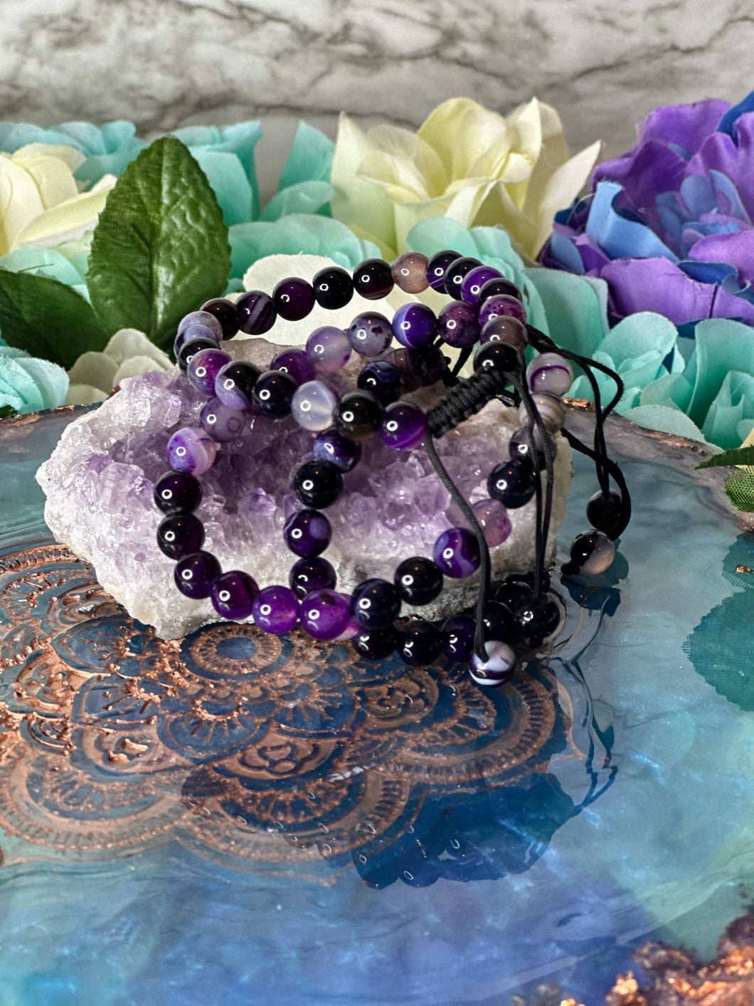 Purple Agate Adjustable Healing Bracelet